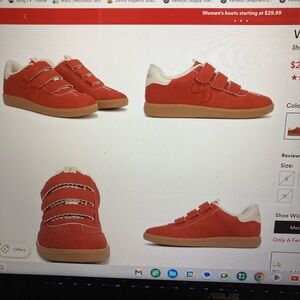 Sam & Libby Red Athletic Shoes with Velcro straps.  A fun pop of color.